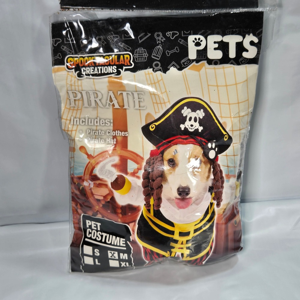 Dog Costume Spooktacular Creations Pirate with Hat and Dreadlocks Size Medium